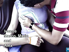 Busty Ivonne Fills Her Mouth And Pussy With Four Cocks