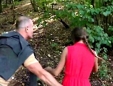 Step-Daughter Sara Kay Gets Her Panties Ripped Off By Step Dad In Woods