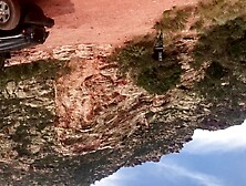 Ashley Pink SnakeGod & Cliff in the RedRocks With Cliffs Jeep