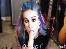 Rock Musician Skank Bj Monstrous Dildo At The Studio And Sperm Shot Closeup