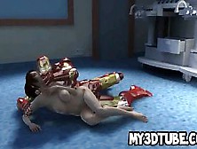 Hot 3D brunette getting fucked hard by Iron Man