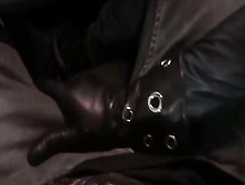 Amateur Brunette Is Jerking Off A Cock And Blowing It While Wearing Leather Gloves