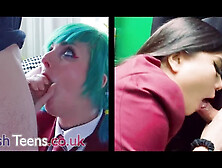 The ultimate British blowjob race featuring alternative teens in school uniforms