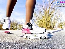 Kati Crushes Trample a few Mature-timer Cars,  Tramples and Crushes the Cars into Individual Parts Crush