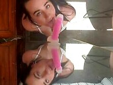 Big-Titted Babe Self-Facials with a Sex Toy on Webcam