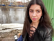 Cum on a Girl's Face so She Could Walk Through the Park Covered in Sperm and...