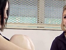 hot young blonde and shy brunette wild fucking