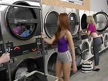 Serene Siren And Vanna Bardot Inside A Launderette Room In Several Lesbian Scenes