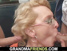 Seductive Grandma Gets Picked Up And Pounded Outdoors