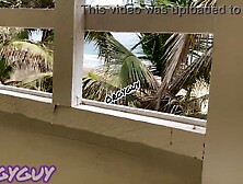 Black wife flashes snatch at a beach abode