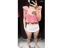 Korean Horny Girl Ex-Wife Touches Skinny Body In Changing Room