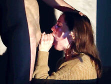 Cute teen stepsister Little Arden enjoys a deepthroat session followed by dual facials