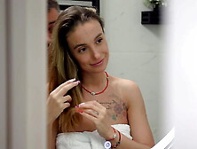 Morning bj for stepbrother in bathroom.  Cute sperm on my face.