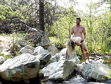 Nudist Couple Fucks Outdoors and Ends With Facial