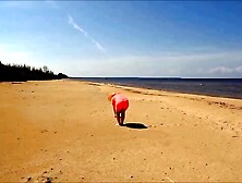 Sea And Island, Relaxing On The Beach Of A Hot Blonde