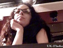 Naughty amateur upskirt spy cam footage of a woman pleasuring herself in a restaurant