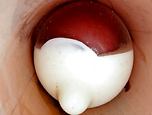 The Camera in the Deep Pussy Records a Huge Ejaculation of Sperm Into the Condom