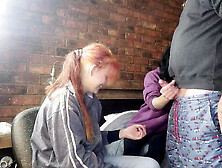 Two shy girls have fun playing with big cock